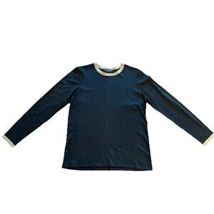 Colette Mordo Black/Charcoal And Cream Crew Neck Lng Sleeve Sweater Size M - EUC